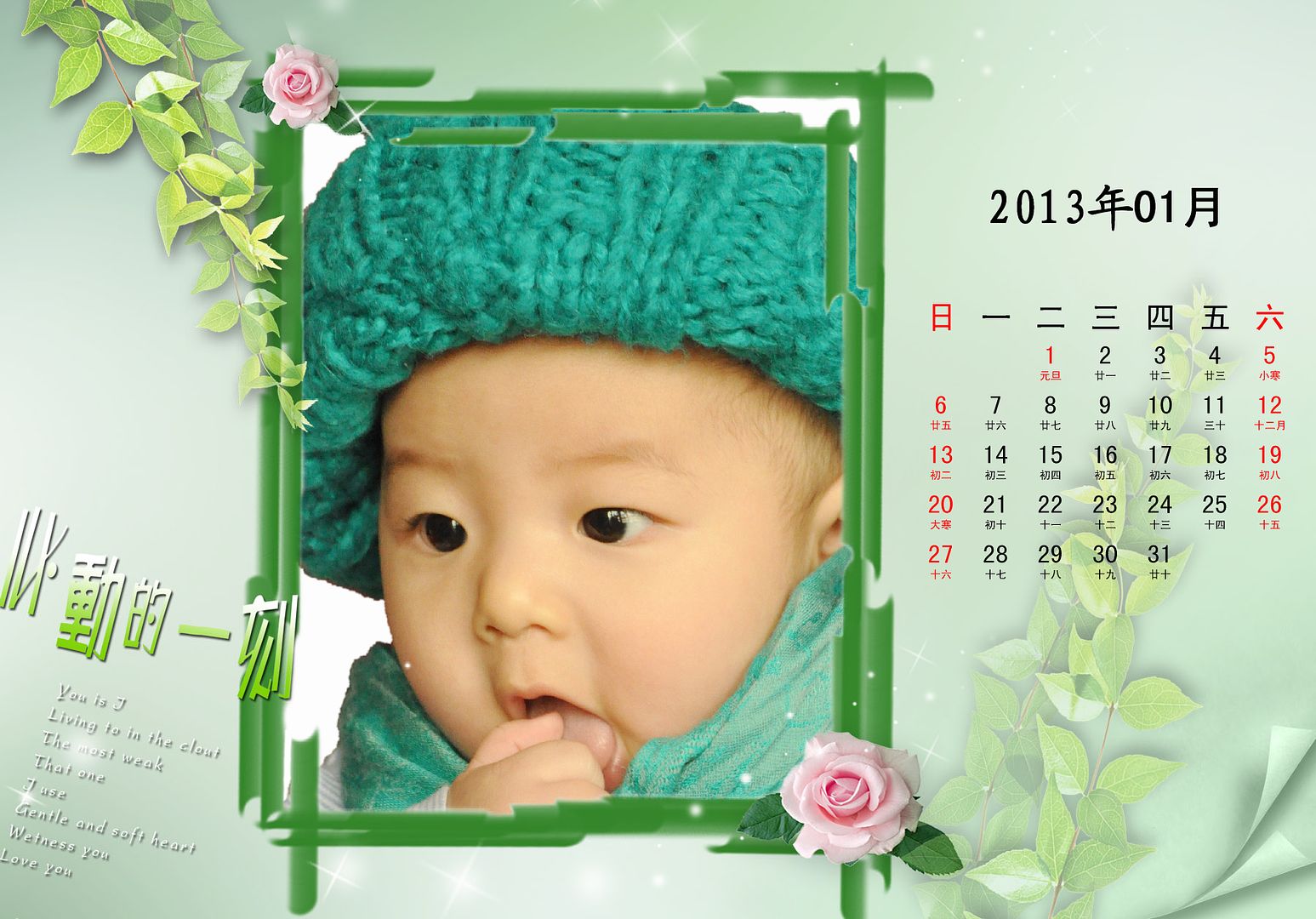 2013日历-宝宝要五个月了