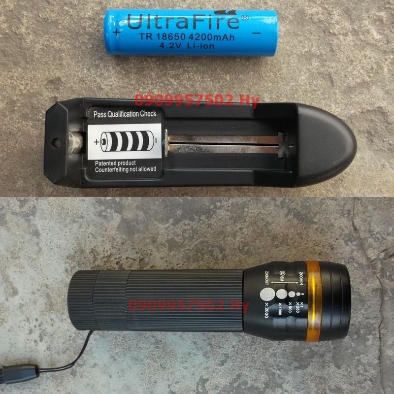 Đèn pin siêu sáng ultra fire, police đầy đủ phụ kiện