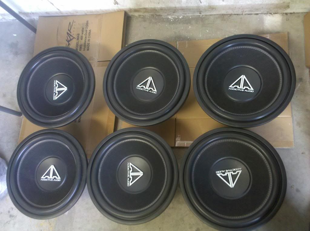 FS (6) Addictive Audio V2 15" D4 600 Watt Subwoofers For Sale Car