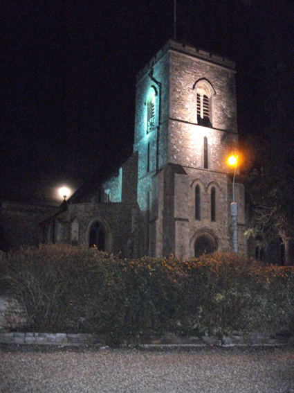 supermoon behind St Vigor's church