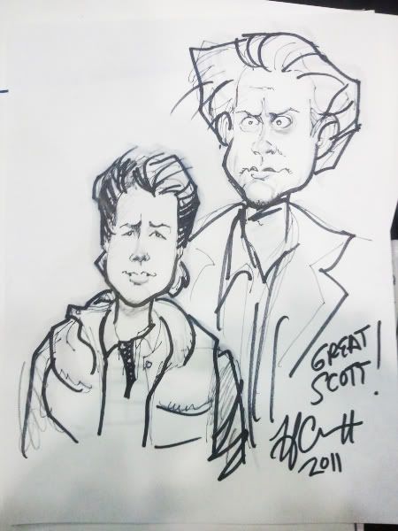 Marty McFly and Doc Brown Caricature by Howie Noel