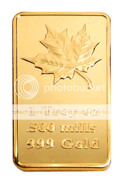 Lot 50 x 1 Troy oz 500 Mills Gold Canada Maple Leaf Bar