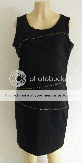 MICHAEL KORS black body con dress with zipper gold detail size 12 