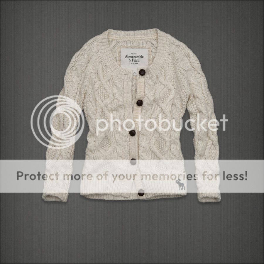 Abercrombie Fitch Women Cream Cable Knit Cardigan Sweater Mandy Small 