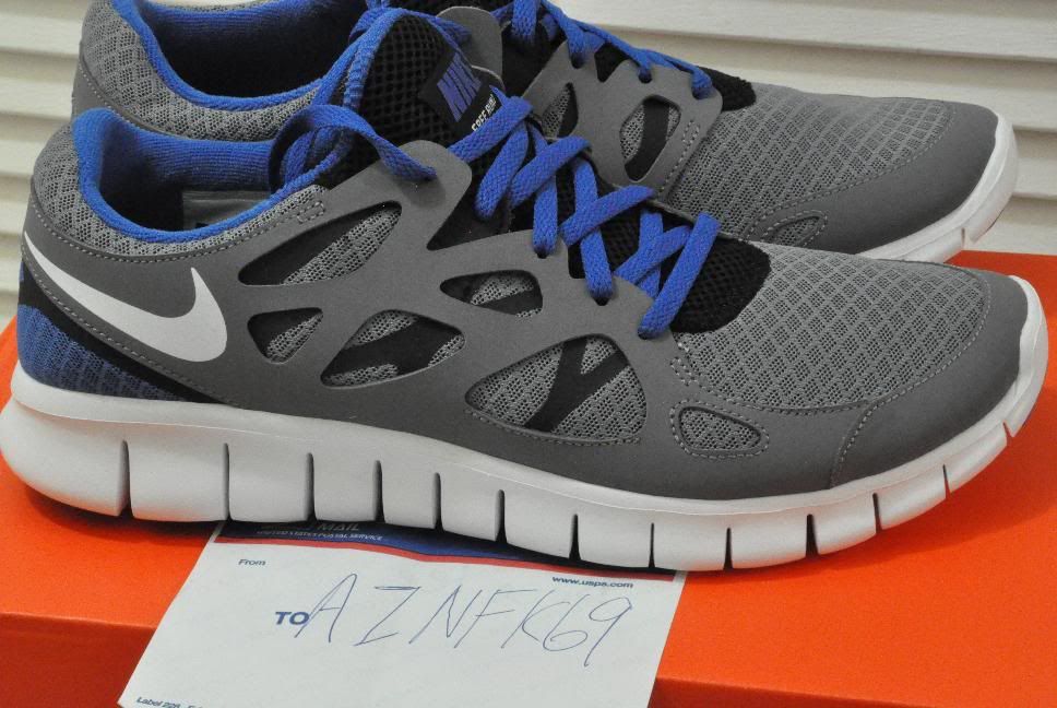 NIKE FREE RUN+2 cool grey royal ipod 443815 014 gray blue white  